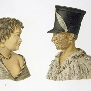Inhabitants of New Zealand, 1826 (colour litho)