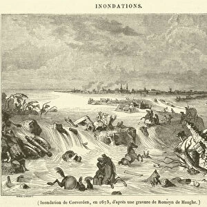 Inondation de Coeverden, en 1673 (engraving)