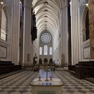 Inside the cathedral of chartres, at the bottom the west coast rosette