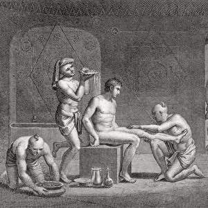 Inside an Egyptian Bathhouse, c. 1820s (engraving)