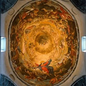 Inside view of the dome. Fresco depicting the Assumption of the Virgin by Orazio