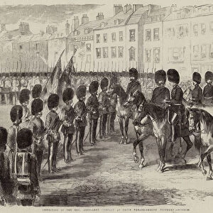 Inspection of the Honourable Artillery Company at their Parade-Ground, Finsbury (engraving)