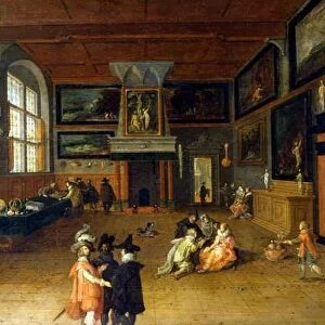 Interior of a 17th century Dutch lords house. Painting by Bartholomeus van Bassen