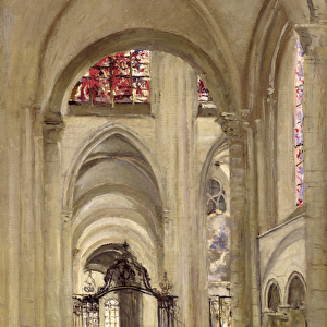 Interior of the Cathedral of St. Etienne, Sens, c. 1874 (oil on canvas)