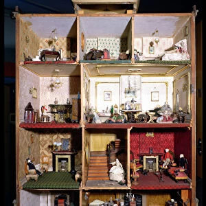 Interior of dolls town house, 1840 (mixed media)
