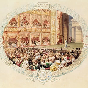 Interior of Her Majestys Theatre, close of the season of 1841 - Farewell Mlle Rachel