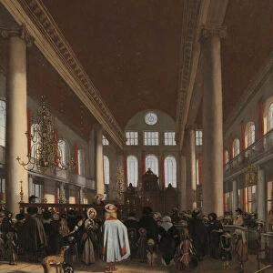 Interior of the Portuguese Synagogue in Amsterdam, 1680 (oil on canvas)