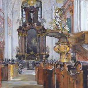 Interior of St. Michaelis in Hamburg, 1890 (pastel on paper)