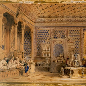 Interior of a Turkish Caffinet, Constantinople, 1838 (w / c on paper)