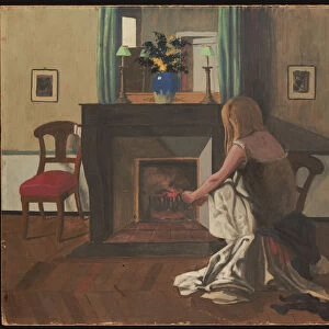Interior with a Woman in a Nightgown, 1899 (tempera on cardboard)