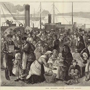 Irish Emigrants leaving Queenstown Harbour (engraving)
