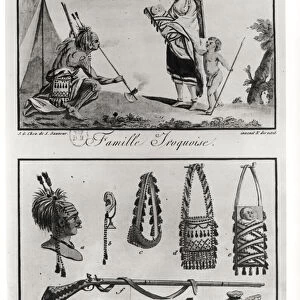 Iroquois family, arms and ornaments, from Tableaux cosmographiques de l Amerique