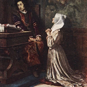Isabels pleading, Measure for Measure, Act II Scene 2, illustration from Tales from Shakespeare by Charles and Mary Lamb, 1905 (colour litho)