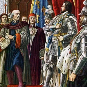 Italian War (1494-1497): "Negotiations between Pier (Piero) Capponi, Condottiere and Head of the Florentine Republic and King of France Charles VIII (1470-1498), 1494"(Italian wars)