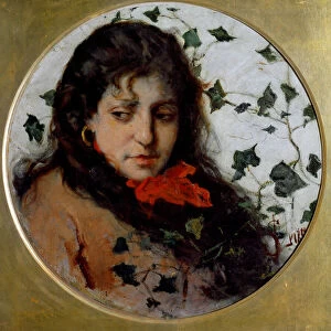 Ivy (Edera) Portrait of a young woman, has melancholic expression