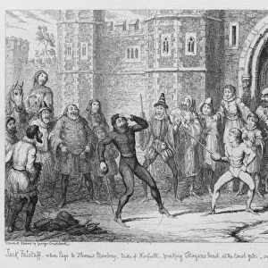 Jack Falstaff, when Page to Thomas Mowbray, Duke of Norfolk, breaking Skogans head at the court gate, see Justice Shallow (engraving)