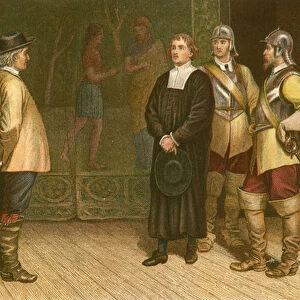 James Durham brought before Oliver Cromwell (coloured engraving)