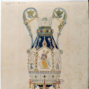 Japanese Carafe Vase Watercolour by Alexandre Evariste Fragonard (1780-1850) 1832 Sevres