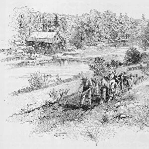 Jericho Mills: Union engineer corps at work, engraved by Harry Fenn (1838 / 45-1911)