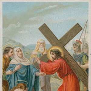 Jesus meets his mother. The fourth Station of the Cross (chromolitho)