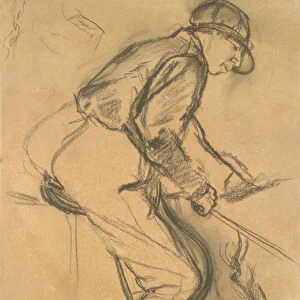 A Jockey, 19th century (charcoal on paper)