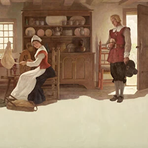John Alden and Priscilla, 1945 (oil on canvas)
