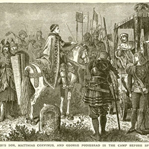 John Hunyadis Son, Matthias Corvinus, and George Podiebrad in the Camp before Spielberg in 1468 (engraving)