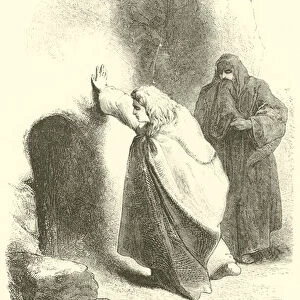 John and Peter at the Sepulchre, John, xx, 2, 5 (engraving)