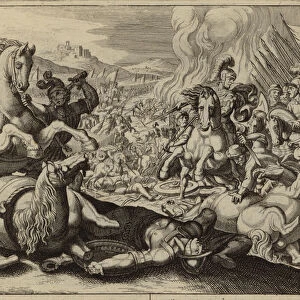 Joshua and the Israelites defeating the armies of the Canaanite kings (engraving)