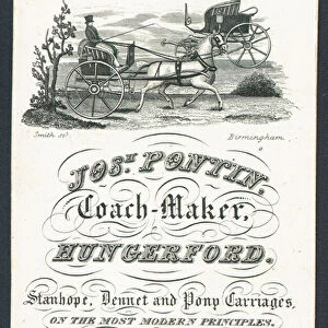 Josiah Pontin, coach maker, trade card (engraving)