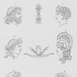 Jupiter, Juno, Apollo, Minerva, Hercules, Bacchus (engraving)