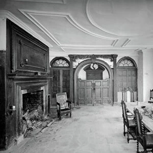 The Justice Room, Dunsland House, Devon, from England's Lost Houses by Giles Worsley (1961-2006) published 2002 (b/w photo)