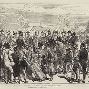 The Kaffir War, Diamond-Fields Volunteers mustering at King Williams Town (engraving)