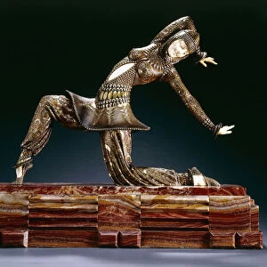 Kamorna, (gilt, cold-painted bronze, ivory, red marble)