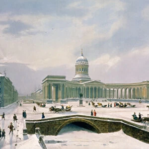 Kazan Cathedral, St. Petersburg, printed by Lemercier, Paris, 1840s (colour litho)