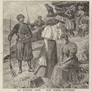Kidnapping of two women by bandits in Turkey (engraving)