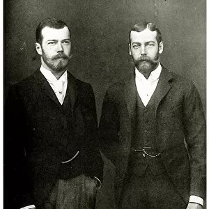 King George V and his cousin tsar Nicolas II, 1893 (b / w photo)