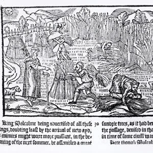 King Malcolm of Scotland Observes Agricultural Labour, 1586 (woodcut) (b / w photo)