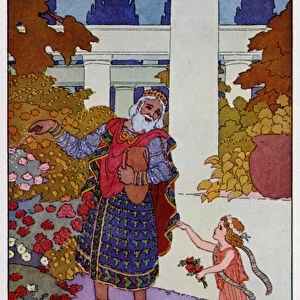 King Midas sprinkled all the remainder of the water over the rosebushes (colour litho)