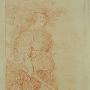 King Philip IV of Spain in hunting costume (1605-65) (red chalk on paper)