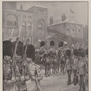 The King and his South African Veterans, the Guards marching past His Majesty, 27 October (litho)