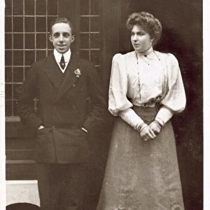 The King of Spain, Alfonso XIII, and his fiancee, Princess Ena of Battenberg (b / w photo)
