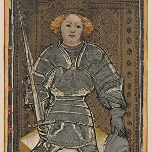 The King of Swords, facsimile of a tarot card from the Visconti deck