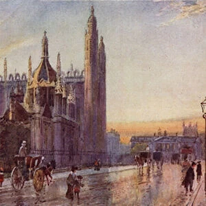 Kings College Gateway and Chapel, Twilight Effect (colour litho)