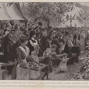 The Kings Dinner to the London Poor, 5 July, the Guests at Bishops Park, Fulham, cheering the Prince and Princess of Wales (litho)