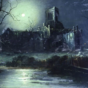 Kirkstall Abbey by Moonlight (oil on canvas)