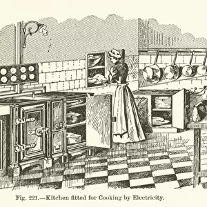 Kitchen fitted for Cooking by Electricity (engraving)