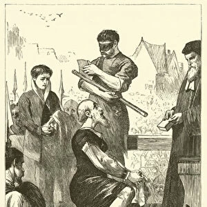 "Kneeling down, he commended his soul to God"(engraving)