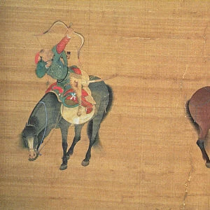 Kublai Khan (1214-94) Hunting (detail), Yuan dynasty (ink and colour on silk) (see 150417