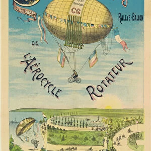 L Aerocycle Rotateur, advertising poster for the hot-air balloon bicycle, c